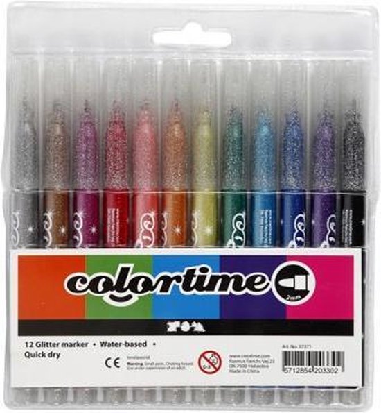 Colortime Glitterstiften Lijndikte 4,2 Mm Multicolor 12 Stuks
