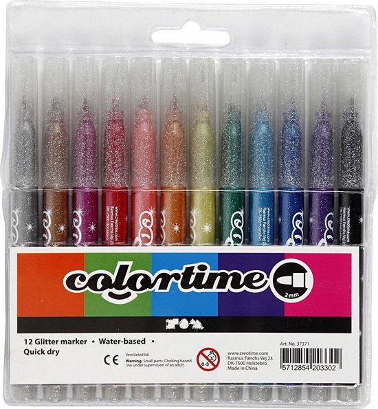 Colortime Glitterstiften Lijndikte 4,2 Mm Multicolor 12 Stuks