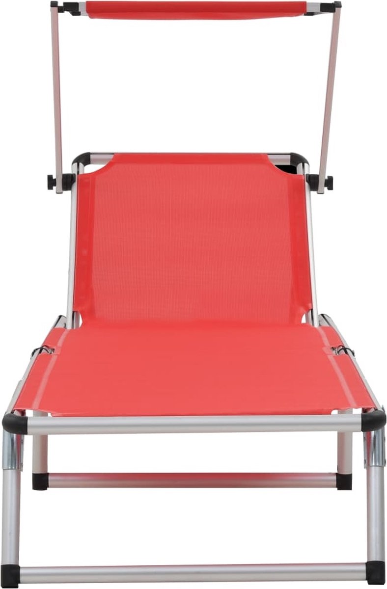 Vidaxl Ligbed Inklapbaar Met Dak Aluminium En Textileen - Rood