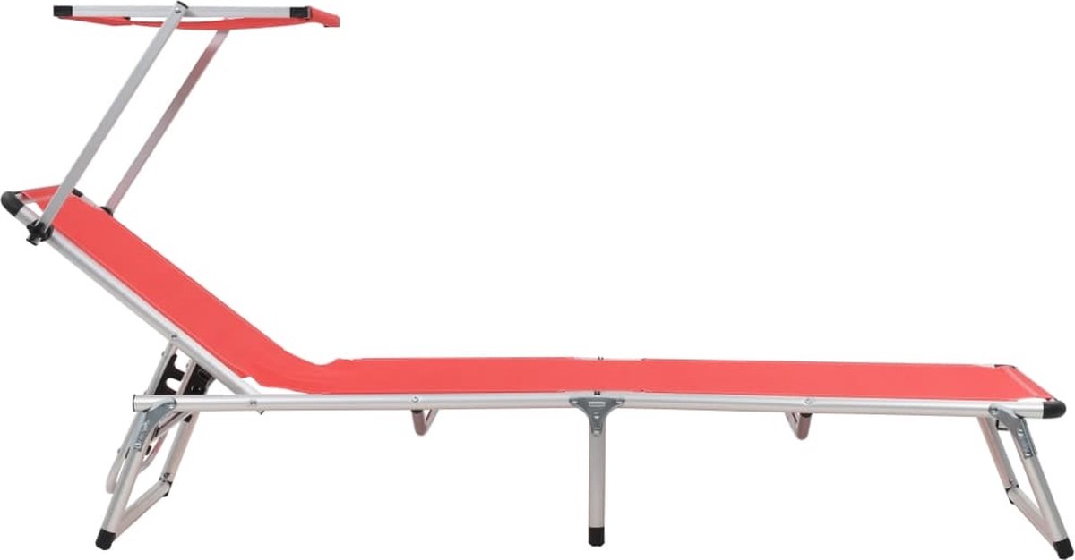 Vidaxl Ligbed Inklapbaar Met Dak Aluminium En Textileen - Rood