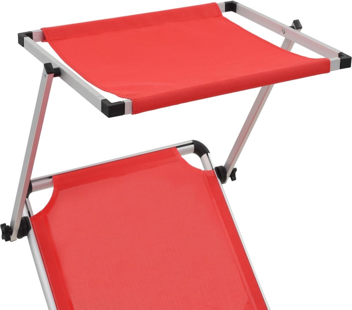 Vidaxl Ligbed Inklapbaar Met Dak Aluminium En Textileen - Rood