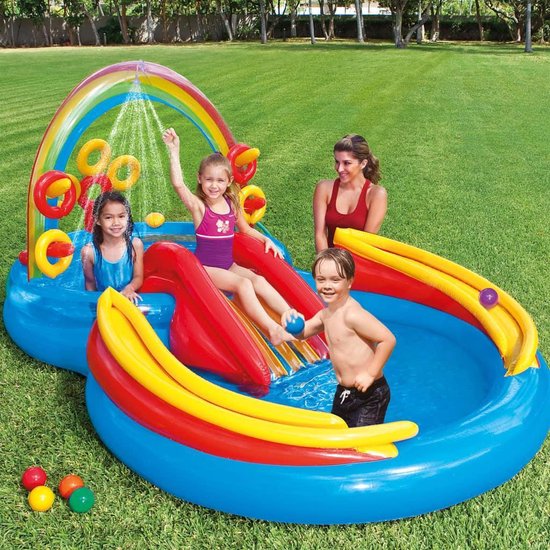 Intex Opblaaszwembad Rainbow Ring Play Center 297x193x135 Cm 57453np