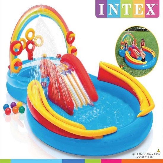 Intex Opblaaszwembad Rainbow Ring Play Center 297x193x135 Cm 57453np