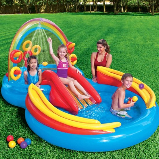 Intex Opblaaszwembad Rainbow Ring Play Center 297x193x135 Cm 57453np
