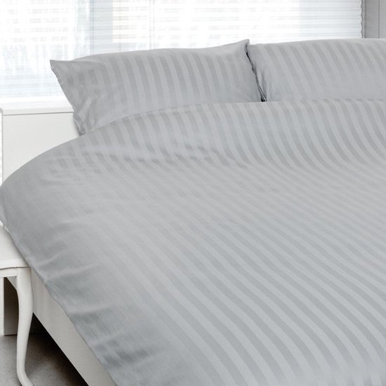 Satin D'or Dekbedovertrek Streep Silver-260x200/220 - Beige