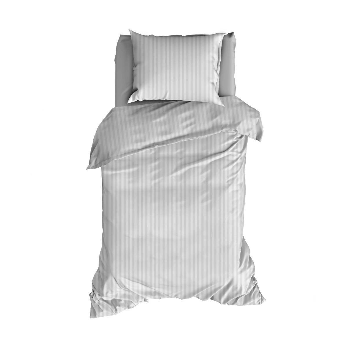 Satin D'or Dekbedovertrek Streep Silver-260x200/220 - Beige