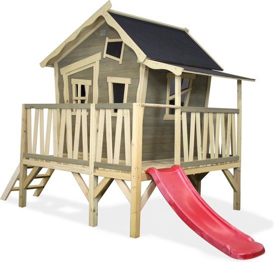 EXIT Toys Crooky 350 Speelhuis Met Glijbaan - Beige