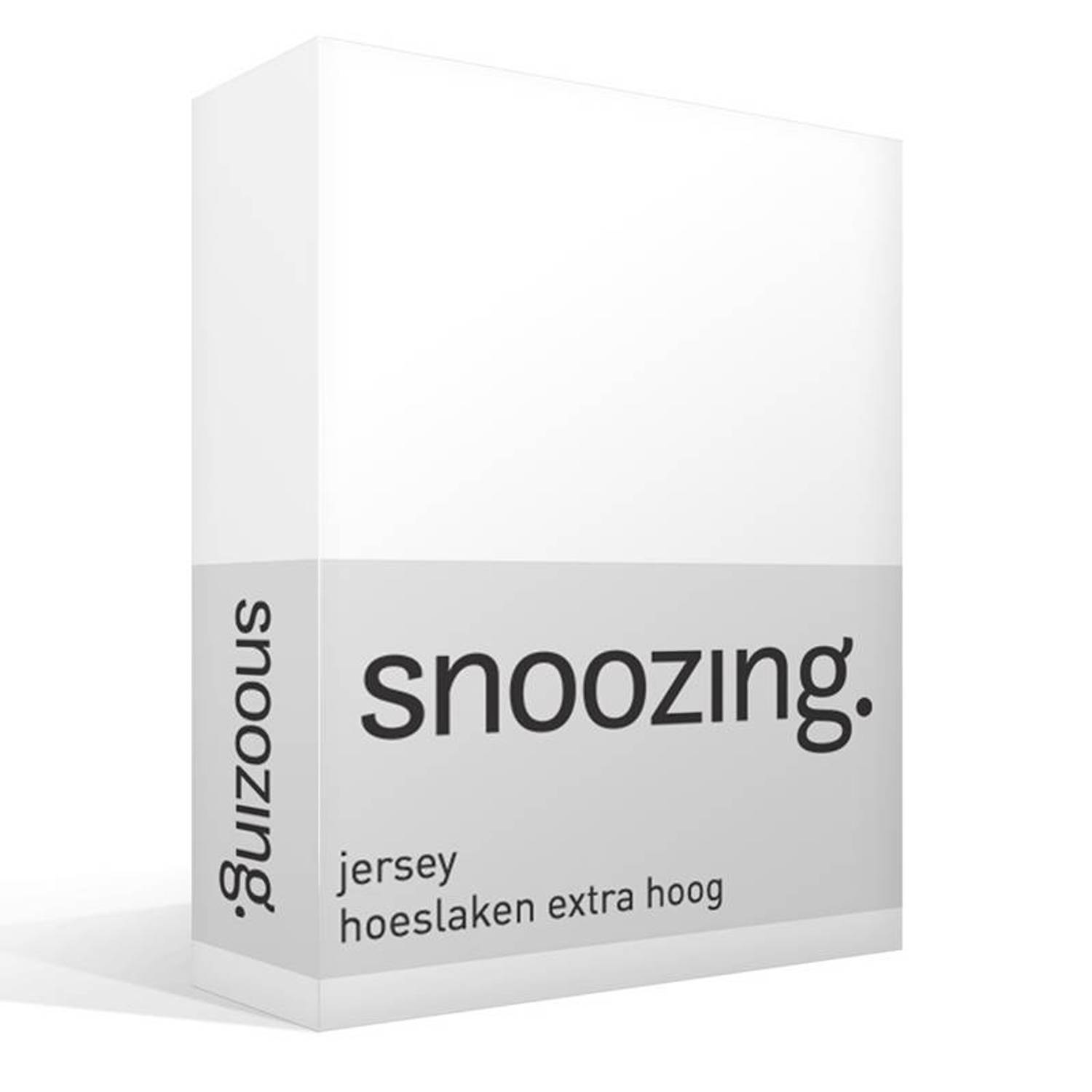 Snoozing - Hoeslaken - Extra Hoog - Jersey - 200x200 - - Wit