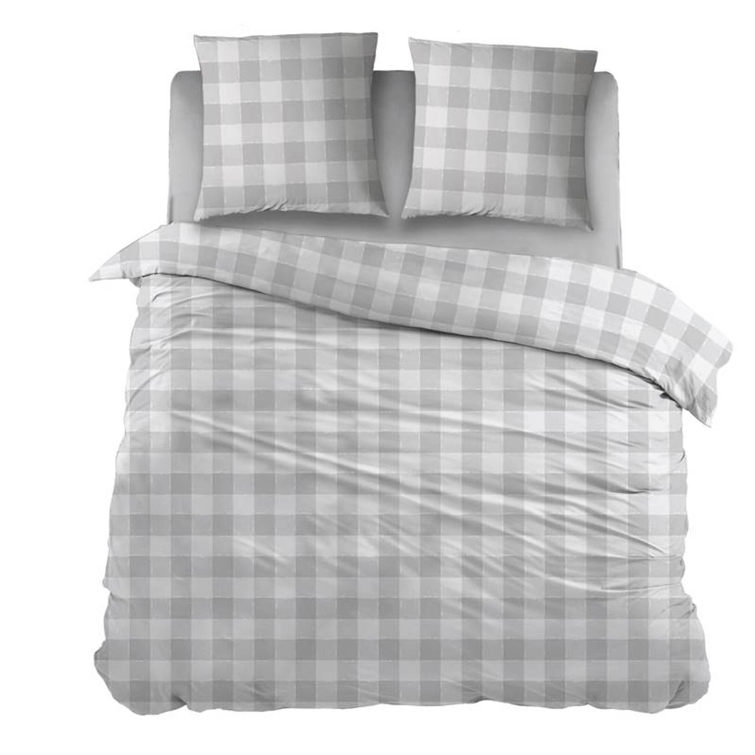 Snoozing Lies Flanel Dekbedovertrek - 1-persoons (140x200/220 Cm + 1 Sloop) - Grijs