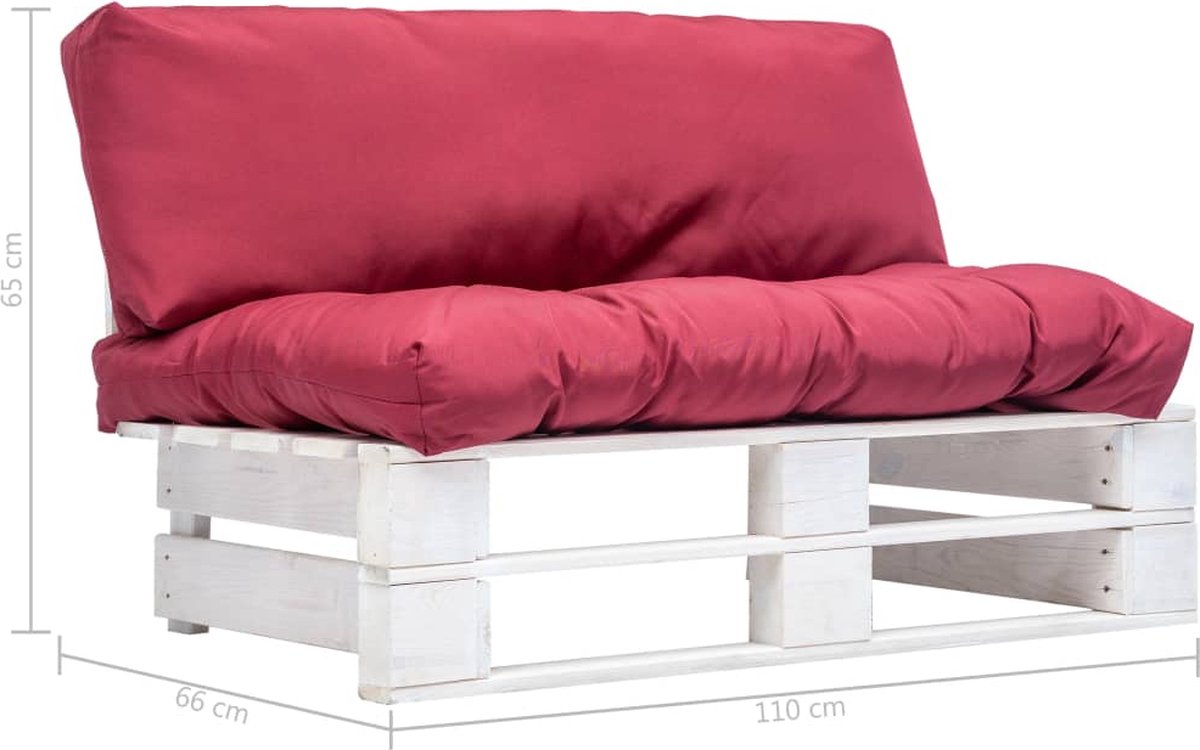 Vidaxl Tuinbank Met Rode Kussens Pallet Grenenhout - Rood
