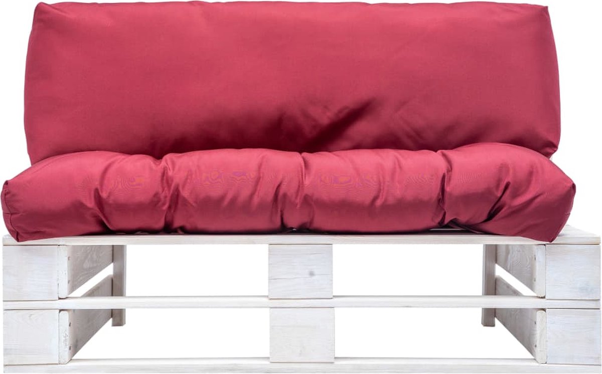 Vidaxl Tuinbank Met Rode Kussens Pallet Grenenhout - Rood