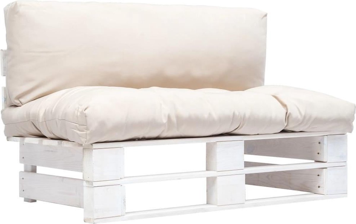Vidaxl Tuinbank Met Zandkleurige Kussens Pallet Grenenhout - Beige