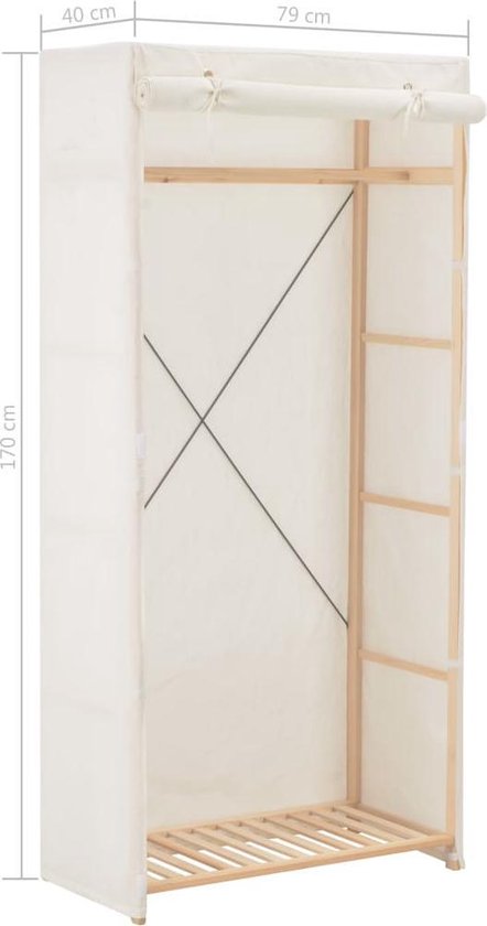 Vidaxl Kledingkast 79x40x170 Cm Stof - Wit