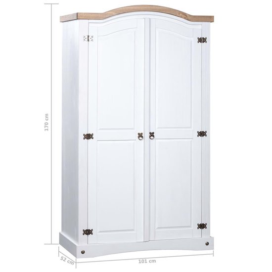 Vidaxl Kledingkast Met 2 Deuren Mexicaans Grenenhout Corona-stijl - Wit