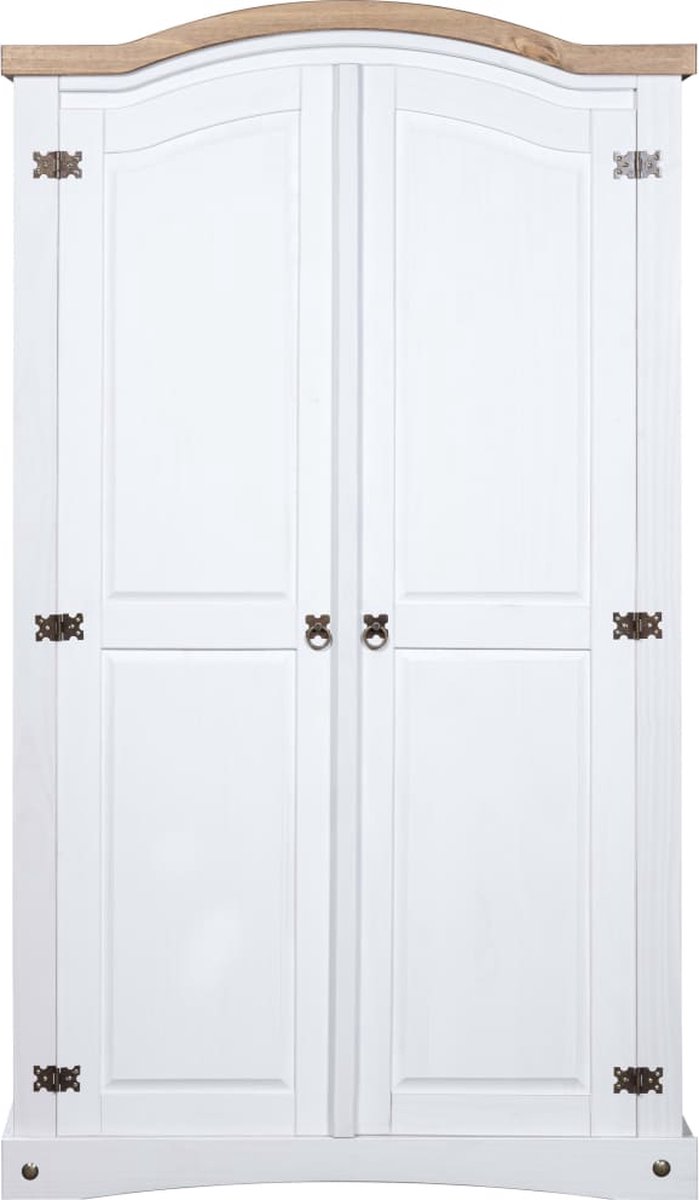 Vidaxl Kledingkast Met 2 Deuren Mexicaans Grenenhout Corona-stijl - Wit