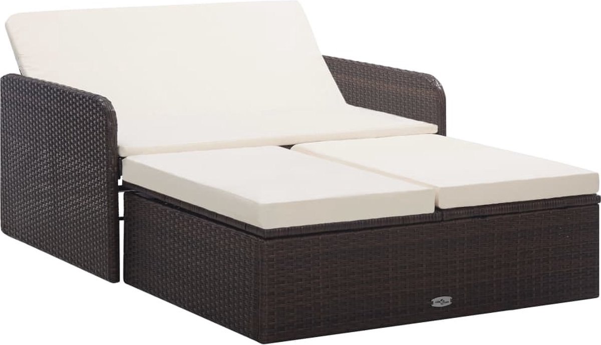 Vidaxl 2-delige Loungeset Met Kussens Poly Rattan - Bruin