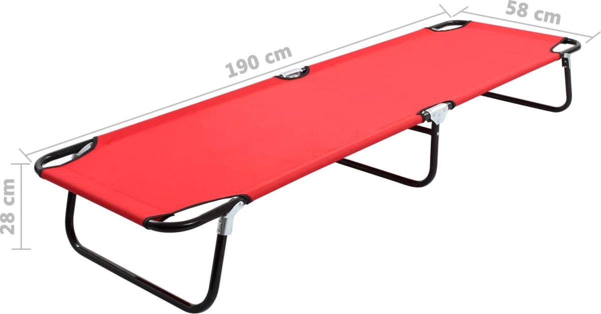 Vidaxl Ligbed Inklapbaar Staal - Rood