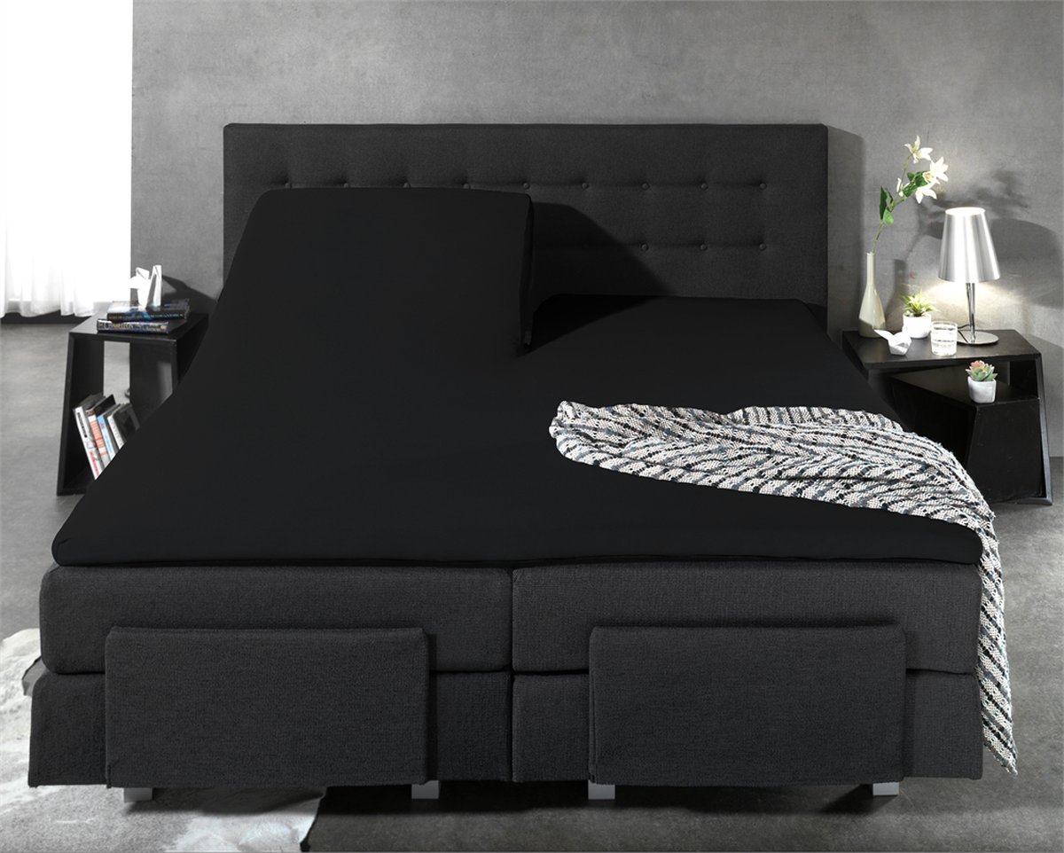 Sleeptime Hsl Hc Splittopper Katoen Black 200x220 - Zwart