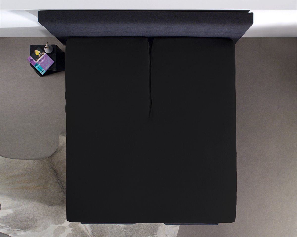 Sleeptime Hsl Hc Splittopper Katoen Black 200x220 - Zwart