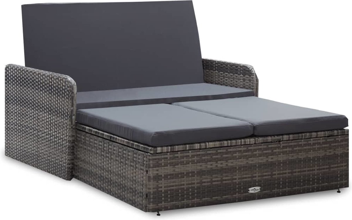 Vidaxl 2-delige Loungeset Met Kussens Poly Rattan - Grijs