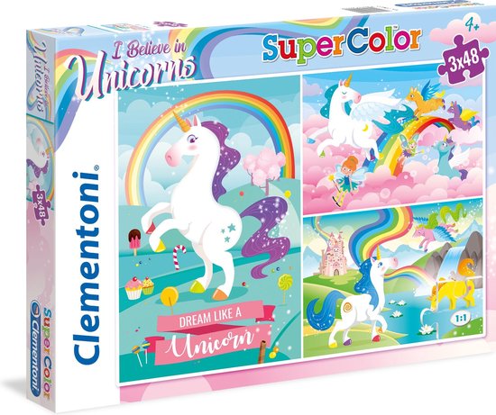 Clementoni Legpuzzel I Believe In Unicorns 48 Stukjes 3 Stuks