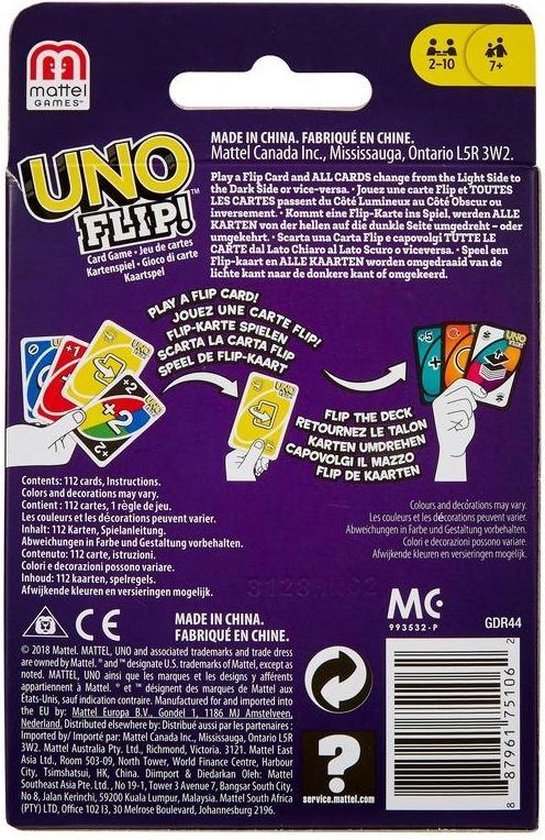 Mattel Kaartspel Uno Flip - Paars