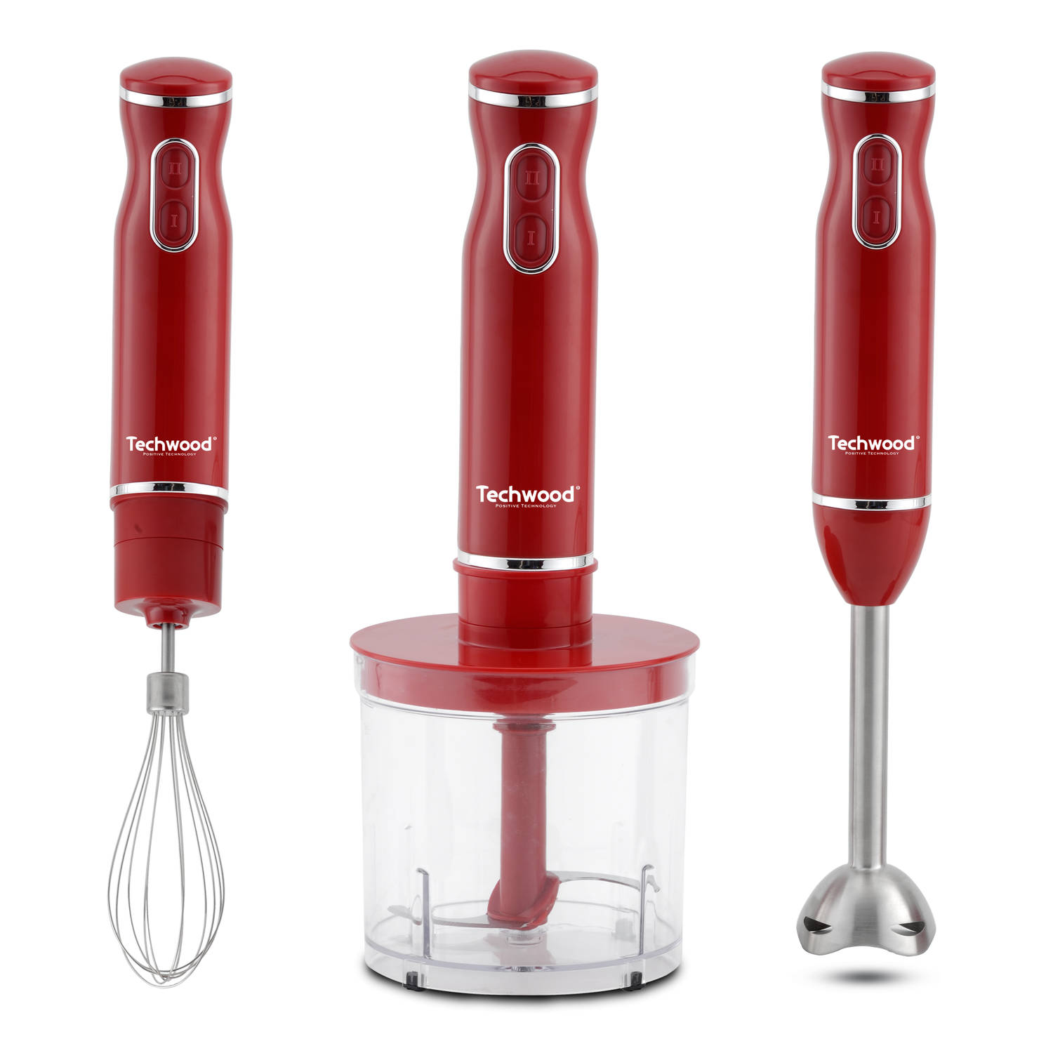 TECHWOOD Staafmixerset 3-in-1 - Rood