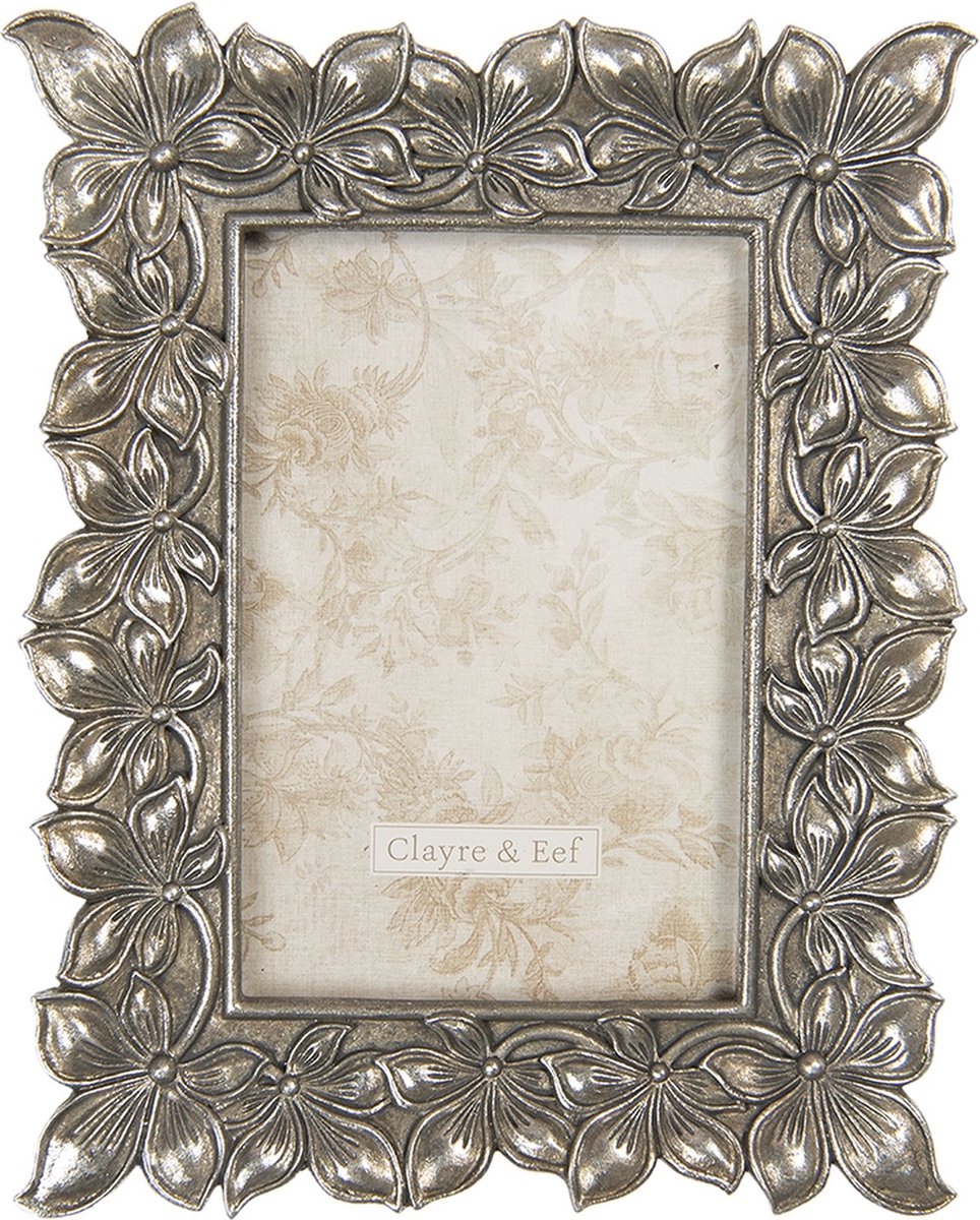 Clayre & Eef Fotolijst 18*2*22 Cm / 10*15 Cm Zilverkleurig - Silver