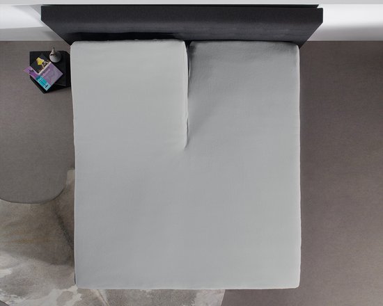 Home Care Jersey Split-topper Hoeslaken - 100% Gebreide Jersey Katoen - Lits-jumeaux (160x200/220 Cm) - Grey - Grijs