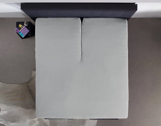 Home Care Jersey Split-topper Hoeslaken - 100% Gebreide Jersey Katoen - Lits-jumeaux (160x200/220 Cm) - Grey - Grijs
