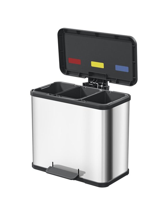 Hailo ÖKo Trio Plus Afvalscheider - Maat L - 3 X 9 Liter - Zilver - Silver