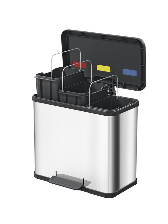 Hailo ÖKo Trio Plus Afvalscheider - Maat L - 3 X 9 Liter - Zilver - Silver