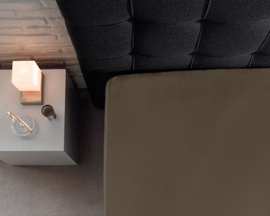 Home Care Jersey Split-topper Hoeslaken - 100% Gebreide Jersey Katoen - Lits-jumeaux (180x200/220 Cm) - Taupe