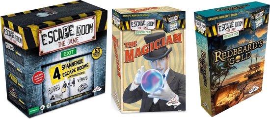 Identity Games Spellenbundel - Escape Room - 3 Stuks - Basisspel & Uitbreidingen The Magician & Redbeard's Gold