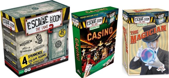 Identity Games Spellenbundel - Escape Room - 3 Stuks - Basisspel 2 & Uitbreidingen Casino & The Magician