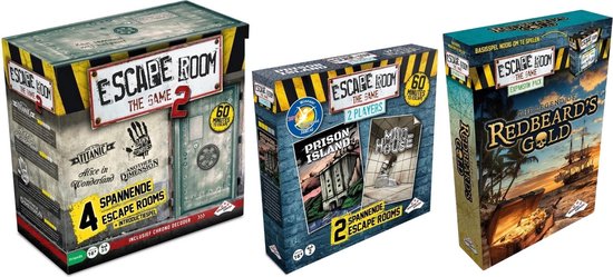 Identity Games Spellenbundel - Escape Room - 3 Stuks - Basisspel 2 & Uitbreidingen Mad House & Redbeard's Gold