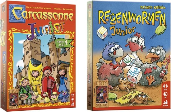999Games Spellenbundel - Bordspel - 2 Stuks - Carcassonne Junior & Regenwormen Junior