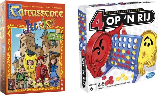 Hasbro Spellenbundel - Bordspel - 2 Stuks - Carcassonne Junior & 4 Op 'N Rij