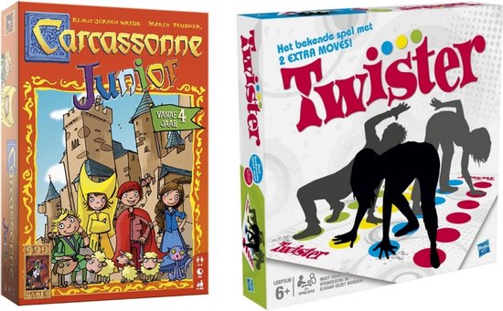 Hasbro Spellenbundel - Bordspel - 2 Stuks - Carcassonne Junior & Twister