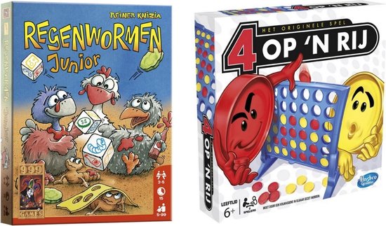 Hasbro Spellenbundel - Bordspel - 2 Stuks - Regenwormen Junior & 4 Op 'N Rij