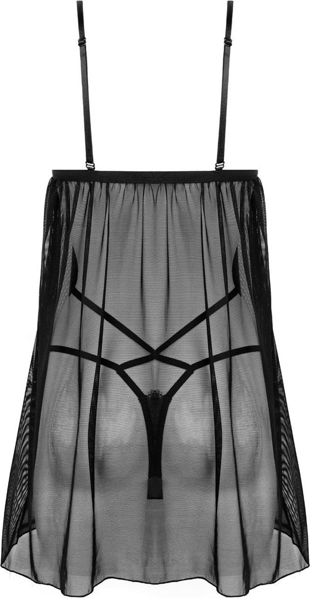 Christine le Duc Babydoll met string Fleur de Plaisir - zwart/ - Rood