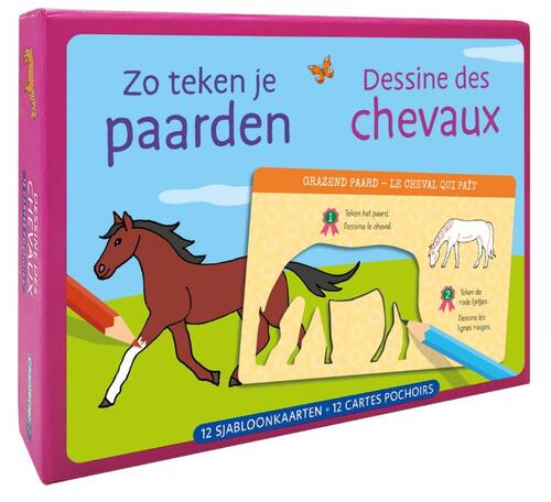 Zo teken je paarden - 12 sjabloonkaarten / Dessine des chevaux - 12 cartes pochoirs