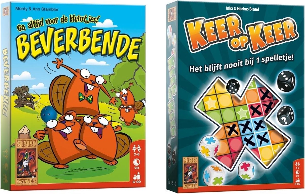 999Games Spellenbundel - Dobbelspel - 2 Stuks - Beverbende & Keer Op Keer