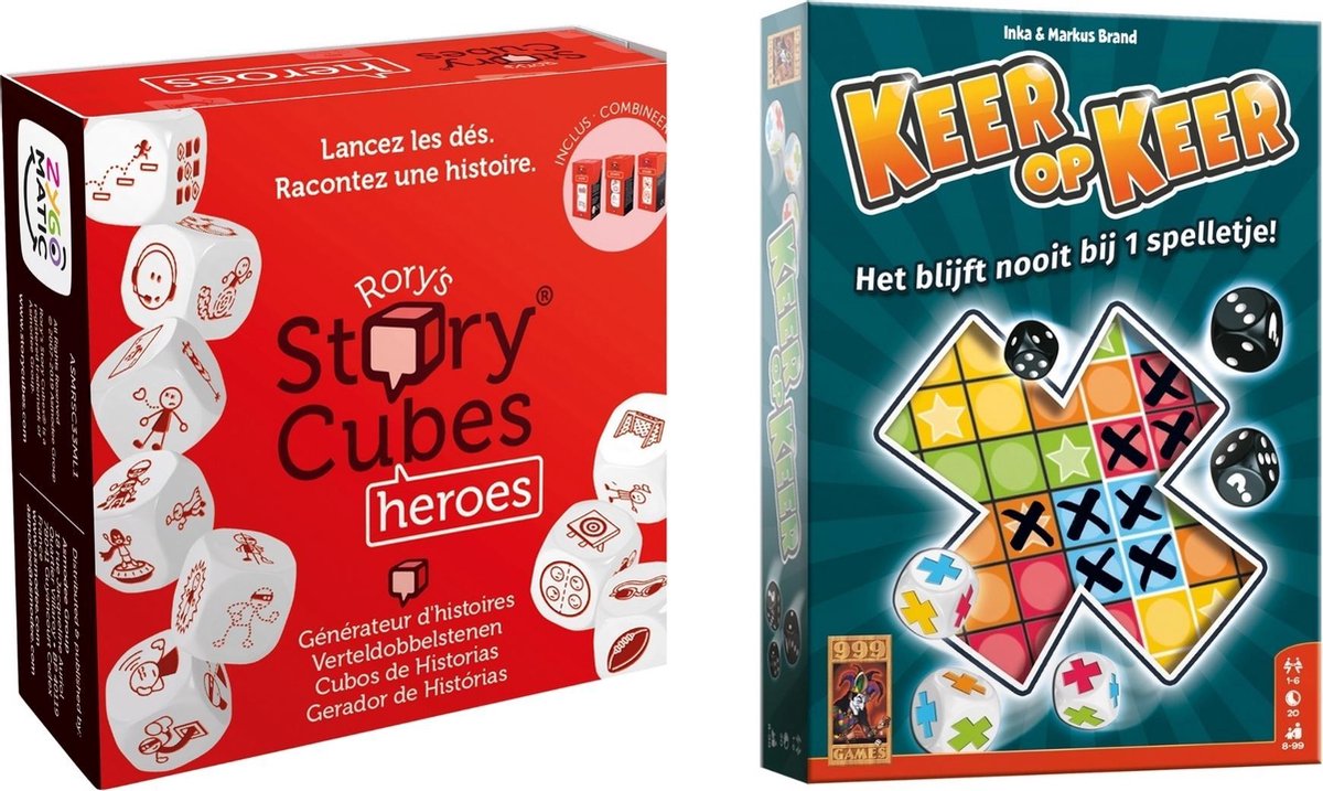 999Games Spellenbundel - Dobbelspel - 2 Stuks - Rory's Story Cubes Heroes & Keer Op Keer