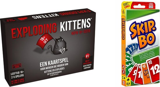 Mattel Spellenbundel - Kaartspel - 2 Stuks - Exploding Kittens Nsfw (18+) & Skip-bo