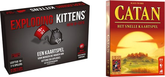 999Games Spellenbundel - Kaartspel - 2 Stuks - Exploding Kittens Nsfw (18+) & Catan: Het Snelle Kaartspel