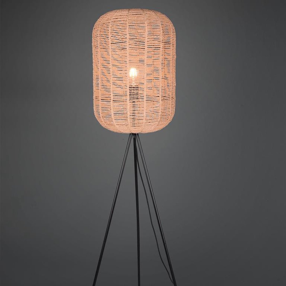 TRIO Vloerlamp Runa Touw H 150 Cm Ø 35 Cm Beige - Zwart