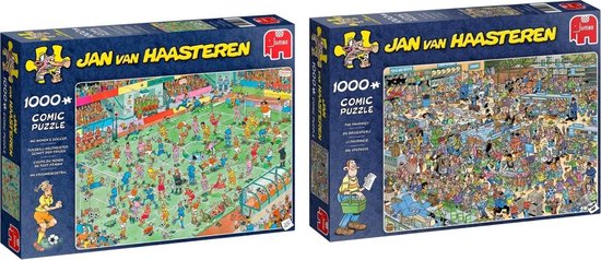 Jumbo Jan Van Haasteren Puzzelbundel - 2 Stuks - De Drogisterij 1000 Stukjes & Wk Vrouwenvoetbal 1000 Stukjes