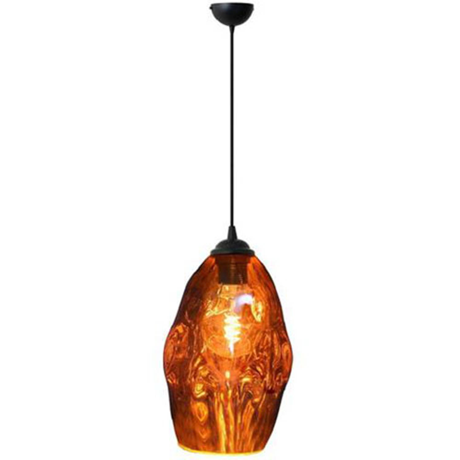 BES LED Led Hanglamp - Meteorum - Ovaal - Koper Glas - E27