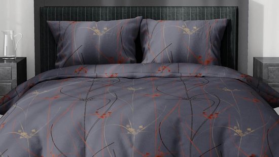 Satin D'or Elsa Dekbedovertrek - 2-persoons (200x200/220 Cm + 2 Slopen) - Katoen Satijn - Antraciet - Grijs